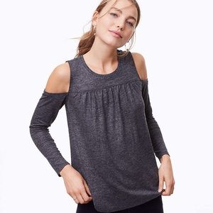 Loft shimmer shirred cold shoulder sweater